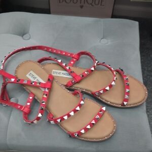 Steve Madden Red Sandals with Silver Studs